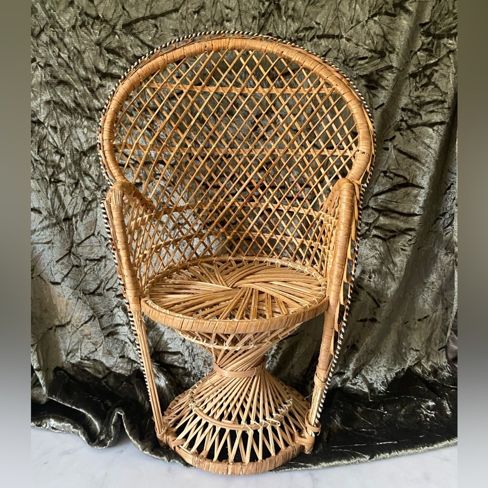 Butterfly chair miniature Boho stands about 15inches tall excellent condition